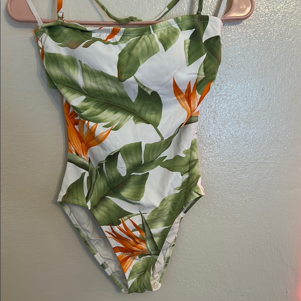 Tommy Bahama Green and Orange One Piece Swimsuit Tropical Print